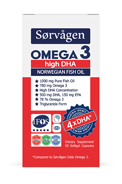 Sorvagen Omega 3 Yüksek DHA Balık Yağı 50 Yumuşak Kapsül