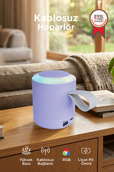 Torima Bluetooth Hoparlör SD USB Destekli Taşınabilir Speaker D24 Mor