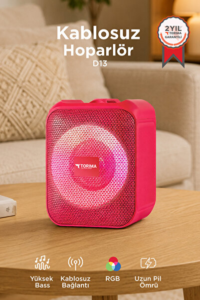 Torima Bluetooth Hoparlör Rgb Işıklı Taşınabilir Speaker D13 Kırmızı