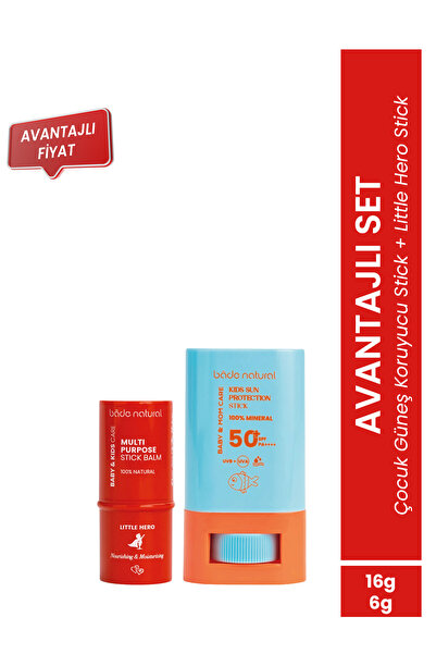 Bade Natural 50 SPF Çocuk Güneş Koruyucu Stick 16g & Little Hero Stick 6g