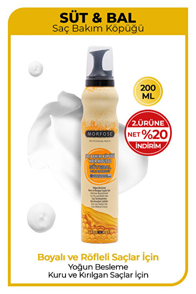 Morfose Süt & Bal Saç Köpüğü 200 ml - Yoğun Nemlendirme, Besleme
