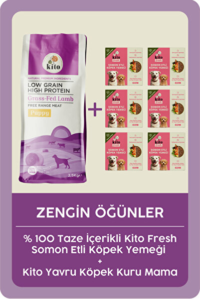 kito Yavru Köpek Maması 2.5 Kg + Fresh Somon Etli Taze Köpek Yemeği X 6