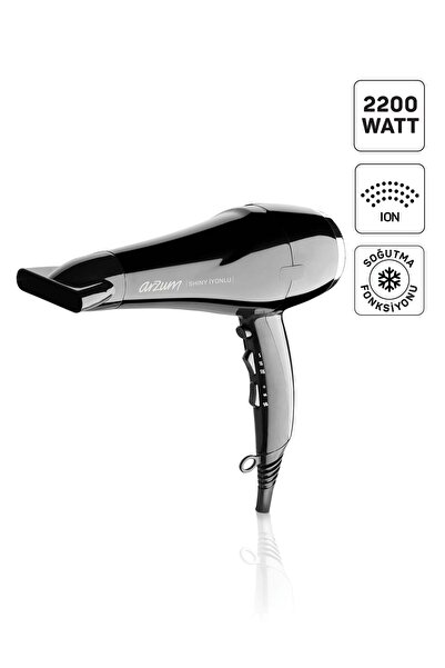 Arzum AR5007 Shiny İyonlu Saç Kurutma Makinesi, Difüzörlü Başlıklı, 2200W, Siyah