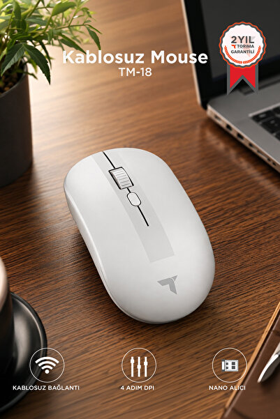 Torima Mouse Çift Modlu Sessiz Kablosuz Fare TM18 Beyaz