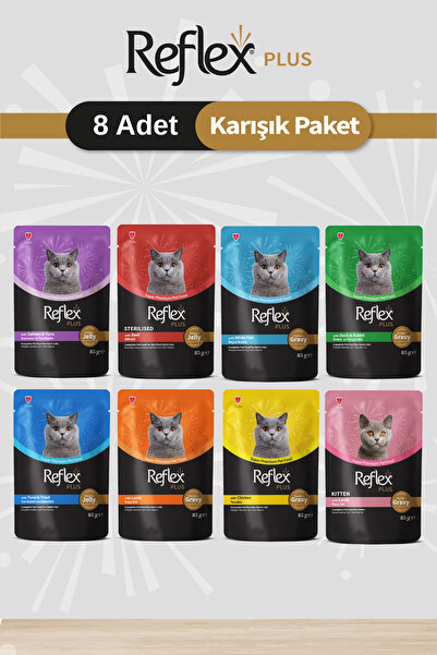 Reflex Plus Pouch Kedi Yaş Mama Çeşitleri 85 Gr X 8 Adet