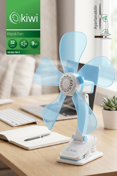 Kiwi KFAN-7611 Klipsli Fan | 32 cm & 180° Eğim & Sessiz Çalışma & 9W