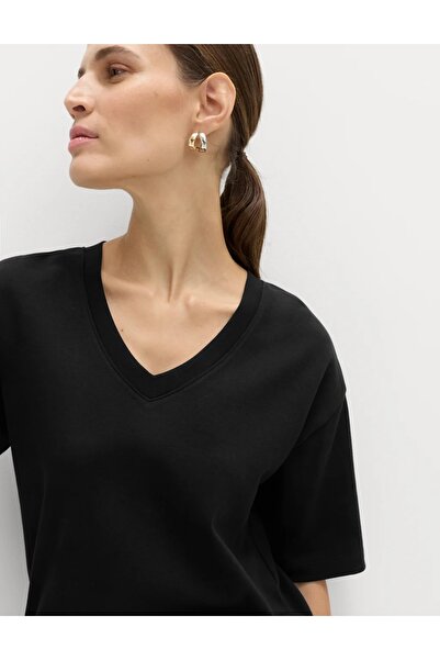 Marks & Spencer Μπλούζα με λαιμόκοψη V από καθαρό, βαρύ βαμβάκι