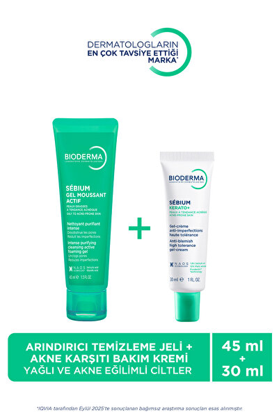 Bioderma Sebium Kerato+ Sivilce Karşıtı Nemlendirici &Sebium Gel Active Arınd...