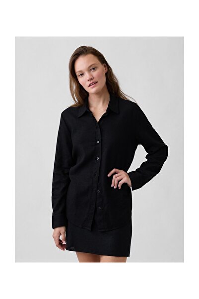 GAP V-HS LINEN EASY SHIRT TRUE BLACK 55% Linen European Flax Standard (EFS), ...