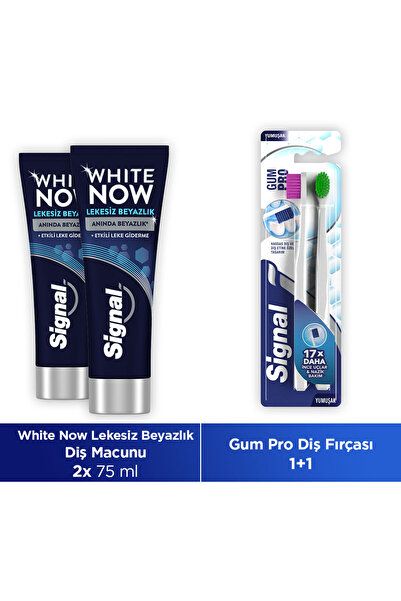 Signal White Now Diş Macunu Lekesiz Beyazlık 75 ml X2 Gum Pro Diş Fırçası 1 1