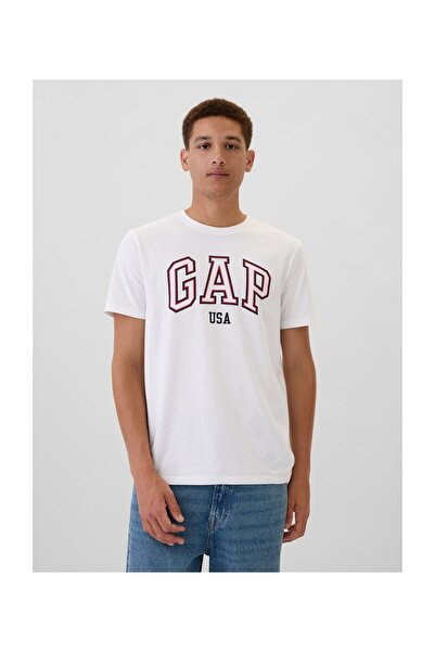 GAP T-Shirt Ανδρικό Μέγεθος XL Οπτικό Λευκό 1 χρώμα 100% βαμβάκι