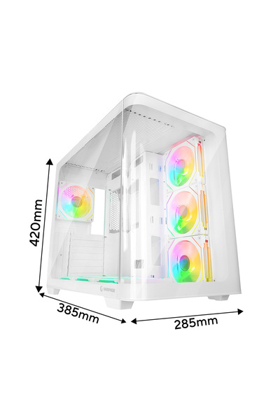 Rampage LOOPY Beyaz 7*12cm ARGB Fan Kontrolcü Temperli Cam Kumandalı ATX Mid-...