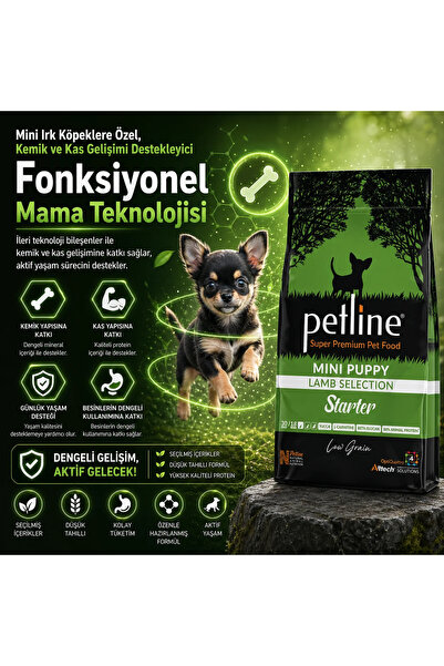 Petline Mini Irklara Özel Üretilmiş Kuzu Etli Yavru Köpek Maması Başlangıç 6k...