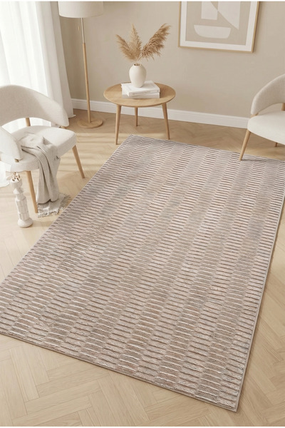 ALgorand Home Modern Minimal Çizgili Dokulu Dekoratif Salon Oturma Odası Halı...
