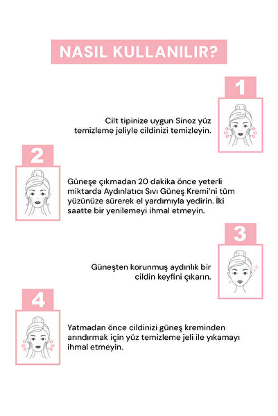SİNOZ SPF50+ Pink Touch Aydınlatıcı Sıvı Yüz Güneş Kremi Yeni Nesil Filtreler Hibrit Formül 50ml - PA++++