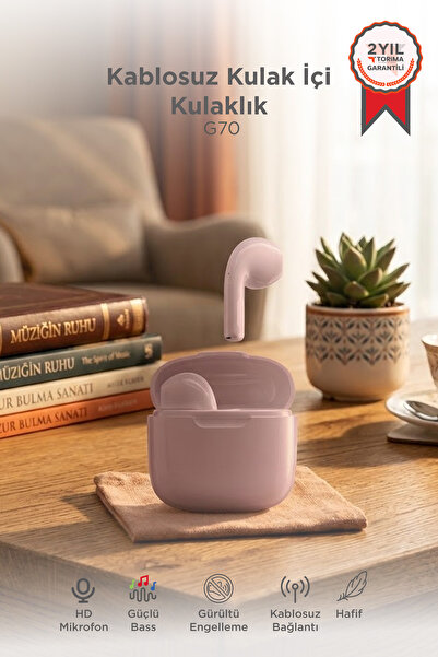 Torima Bluetooth Kulaklık Kulak İçi Tws Kablosuz Kulaklık G70 Pembe