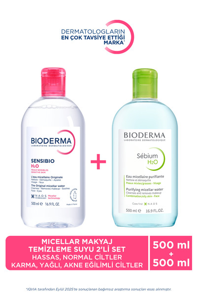 Bioderma H2O Micellar Makyaj Temizleme Suyu 2'li Set Hassas ve Normal & Karma...