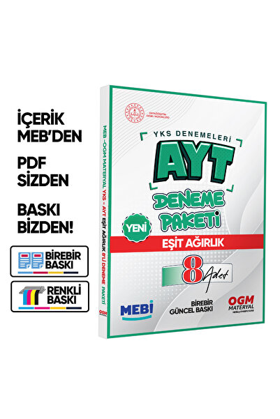 Karakutu Yayınları YKS-AYT MEBİ Güncel EŞİT AĞIRLIK (TM) 8li Seri Deneme Fasi...
