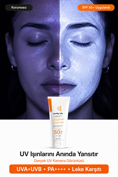 Quality Life Yüz Güneş Kremi 110 ML - Su Bazlı Leke Karşıtı Güneş Koruyucu 50+ SPF Faktör Yüz + Vücut