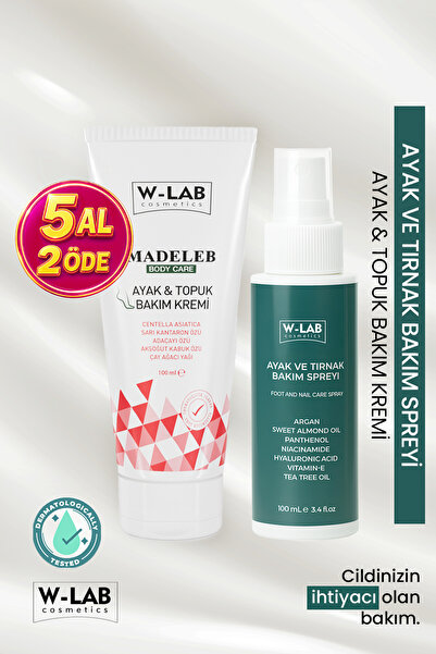 W-Lab Cosmetics Ayak Topuk Bakım Kremi 100 ML ve Ayak Tırnak Bakım Spreyi 100 Ml