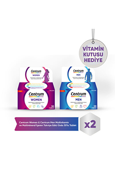 Centrum Women Multivitamin 30'lu Tablet + Men Multivitamin 30'lu Tablet + Vit...