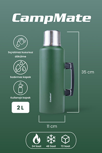 Cooker CampMate 2 Litre Paslanmaz Çelik Termos Yeşil CKR2128