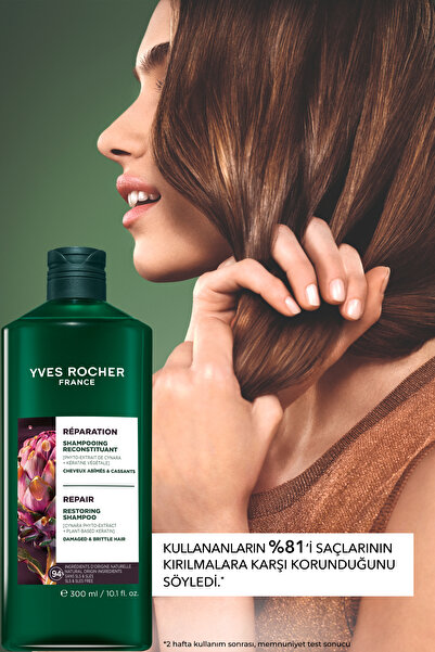 Yves Rocher Onarıcı Keratin Prebiyotik Şampuan - Yıpranmış Saçlar - SLS,SLES içermez,Tuzsuz, Vegan -300ml