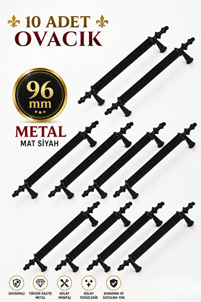 Badem10 10 Adet Ovacık Mobilya Mutfak Çekmece Dolap Dolabı Kapak Metal Siyah ...