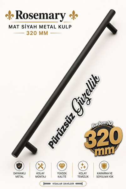 Badem10 Ροζμάρινο Ματ Μαύρη Μεταλλική Λαβή 320MM-32CM Έπιπλα Κουζίνας Συρτάρι...