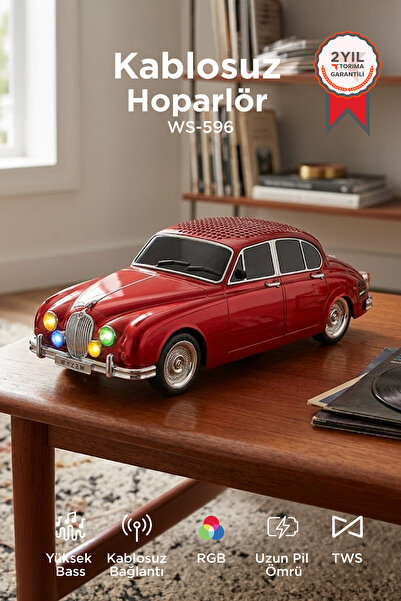 Torima Bluetooth Hoparlör Retro Araba Tasarımlı Speaker WS-596 Kırmızı