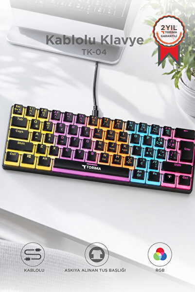 Torima Kablolu Klavye Rgb Işıklı Mekanik Q Klavye TK04 Siyah
