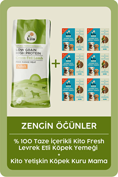 kito Doğal Besi Kuzu Etli Yetişkin Köpek Maması 2,5 Kg Ve 6 Adet Fresh Levrek...