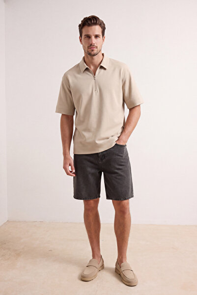 Trendyol Kollektion Khaki Baggy / Weit geschnittene Denim-Shorts & Bermuda-Ho...