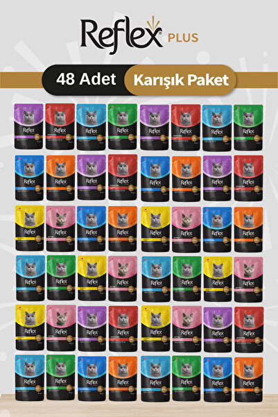 Reflex Karışık Soslu Kedi Yaş Maması Kedi Pouch 85 gr - 48 Adet