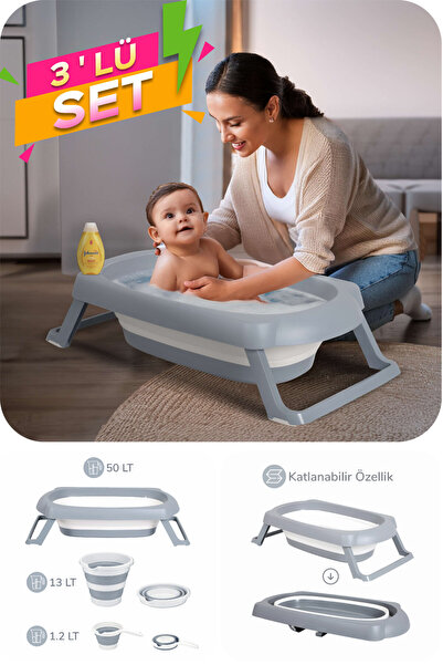 Wellgro 3 Parça Katlanır Bebek Küveti, Katlanır Küvet