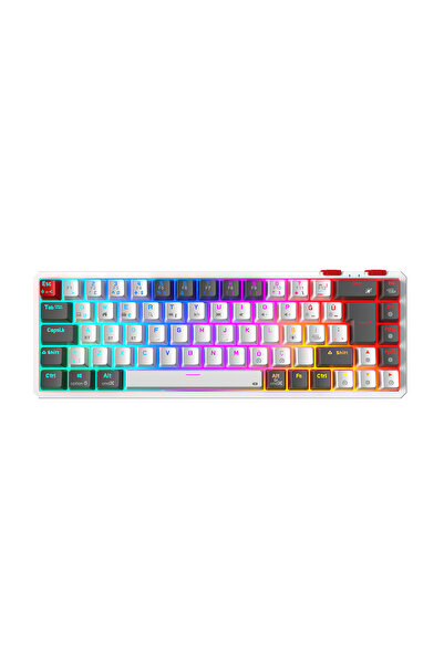 Rampage Yoru Mini Pro Gri/beyaz Wifi Bluetooth Klavye Red Switch Q Mekanik Klavye Gaming Oyuncu Klavyesi
