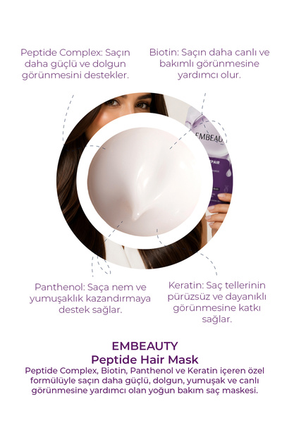 Embeauty Peptide Repair Hair Mask Keratin ve Biotin Destekli Yoğun Bakım 30 ml