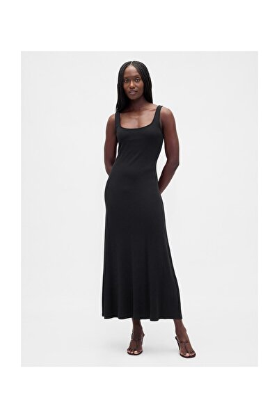 GAP В'язана максі-сукня SL FIT FLARE, чорна, V2 2, 58% бавовна Better Cotton ...