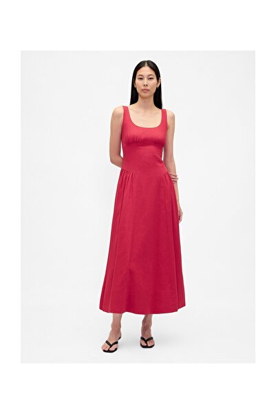 GAP Сукня максі з гофрованою тканиною SL SHIRRED, кольор червоний CHAKRA, 55%...