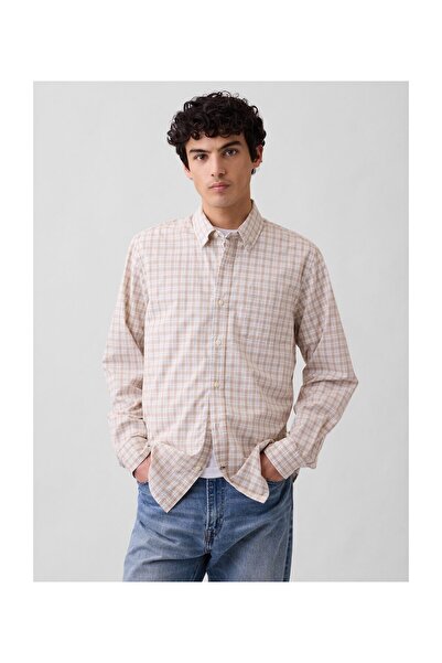 GAP V-LS ŠTANDARDNÝ STRETCH POPELÍN MODRÁ KHAKI KOCKOVANÁ 50 % bavlna US Cott...