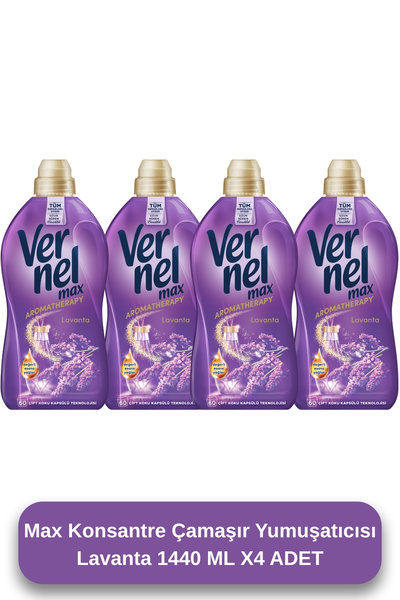 Vernel Max Konsantre Çamaşır Yumuşatıcısı 4 X 1440ml (240 YIKAMA) Taze Lavanta