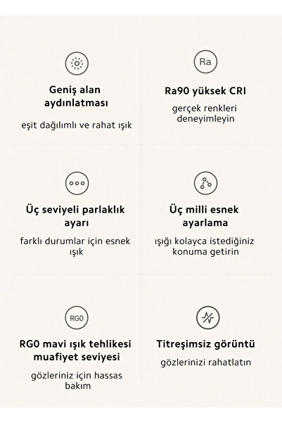 Xiaomi Masa Lambası Lite EU-Mavi Işık Risksiz Üç Seviye Parlaklık Üç Seviye Esneklik Ayarı