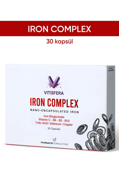 Vitisfera مكمل الحديد 30 كبسولة - الحديد (بيسجليسينات)، فيتامين سي، حمض الفول...