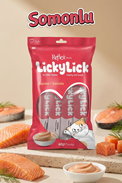 Reflex Plus LickyLick Somonlu Sıvı Ödül Maması 4'lü Ambalaj (4 x 15 g)