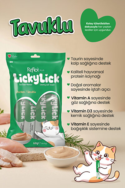 Reflex Plus LickyLick Tavuklu Sıvı Ödül Maması 60g (4 x 15 g)