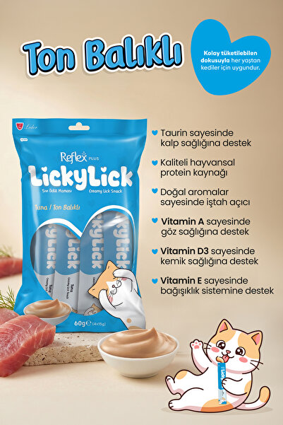 Reflex Plus LickyLick Ton Balıklı Sıvı Ödül Maması 60g (4 x 15 g)
