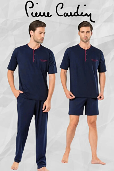 Pierre Cardin Set de pijamale din bumbac pieptănat 100% bumbac pentru bărbați...