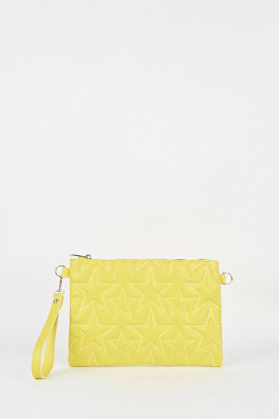 Vivaq Women's Neon Yellow Star Embroidered Faux Leather Portfolio Handbag and...