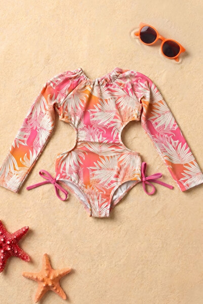 Minipodyum Costum de baie pentru fete, cu laterale deschise, tip halter, cu t...
