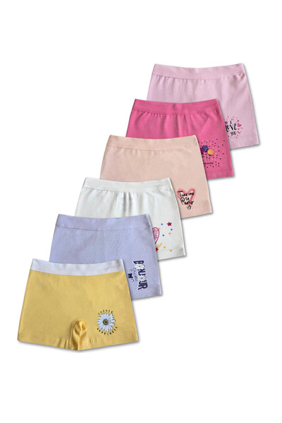 GizaKids Set de 6 lenjerie de corp boxer pentru fete din bumbac 95%.